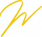 Signet der WissensMANUFAKTUR mit stilisiertem Buchstaben W in gelber Farbgebung