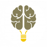 Symbolgrafik einer Glühbirne mit Gehirnform im Kreis als Darstellung des neurokreativen Ansatzes der WissensMANUFAKTUR München