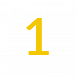 Grafik der WissensMANUFAKTUR mit gelber Zahl 1 für den ersten Schritt Standortklärung