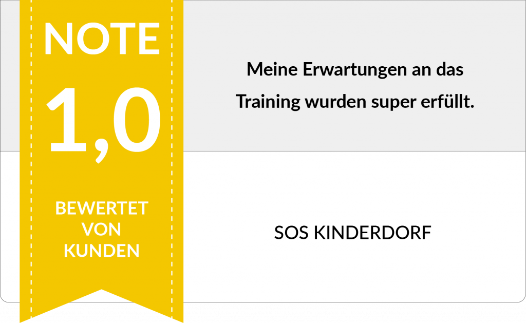 5 Sterne Bewertung von SOS Kinderdorf zu einem Adobe Grafikdesign Training im KREATIVSTUDIO München